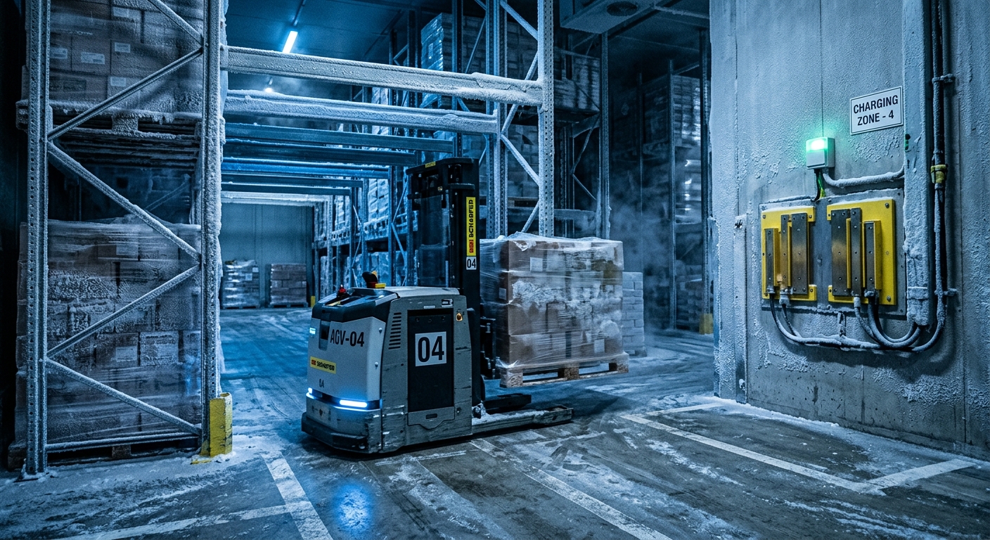 AGV charging in cold storage warehouse environment