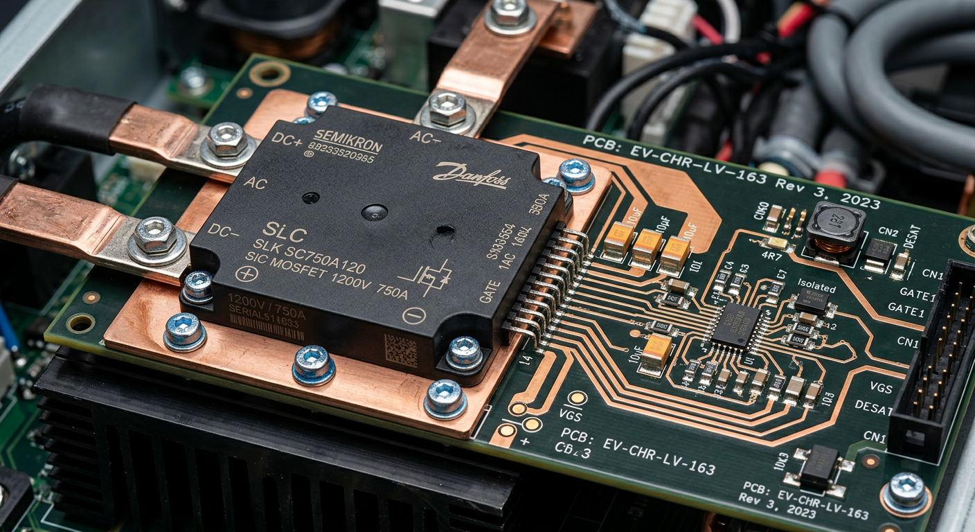 Silicon carbide MOSFET power module on a printed circuit board