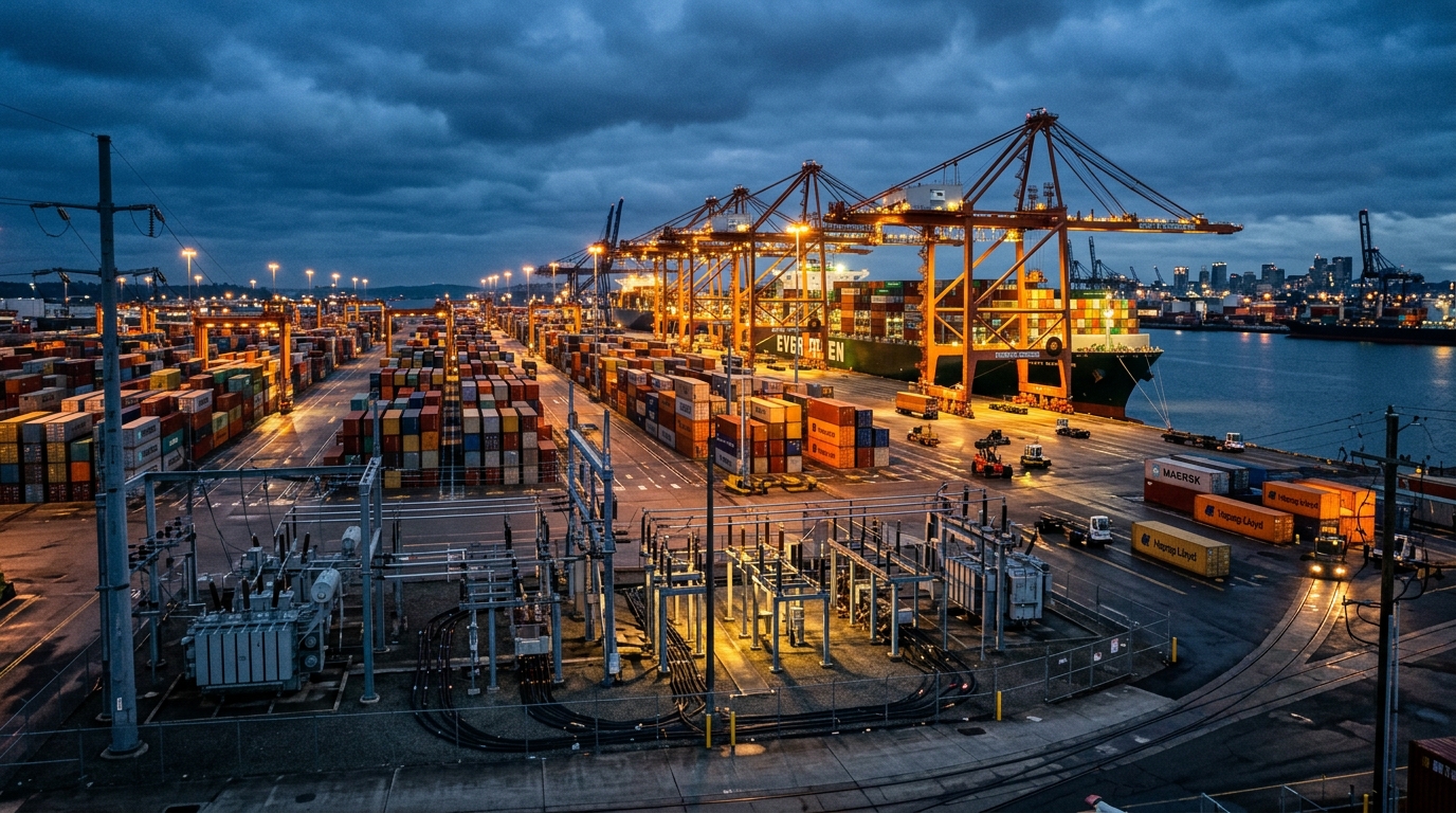 Container terminal substation infrastructure for port electrification planning