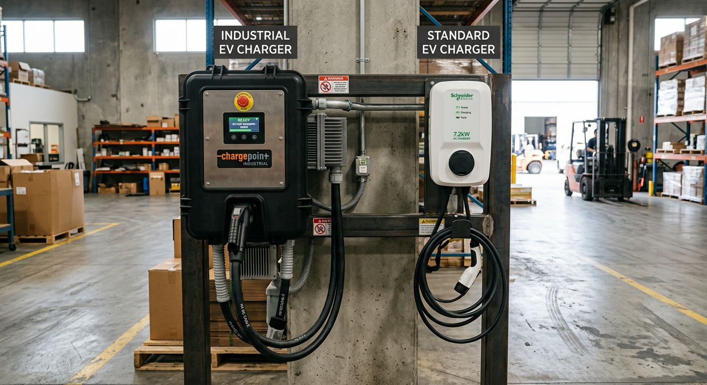 Comparison of a V2G-capable EV charger and a standard unidirectional charger in a warehouse