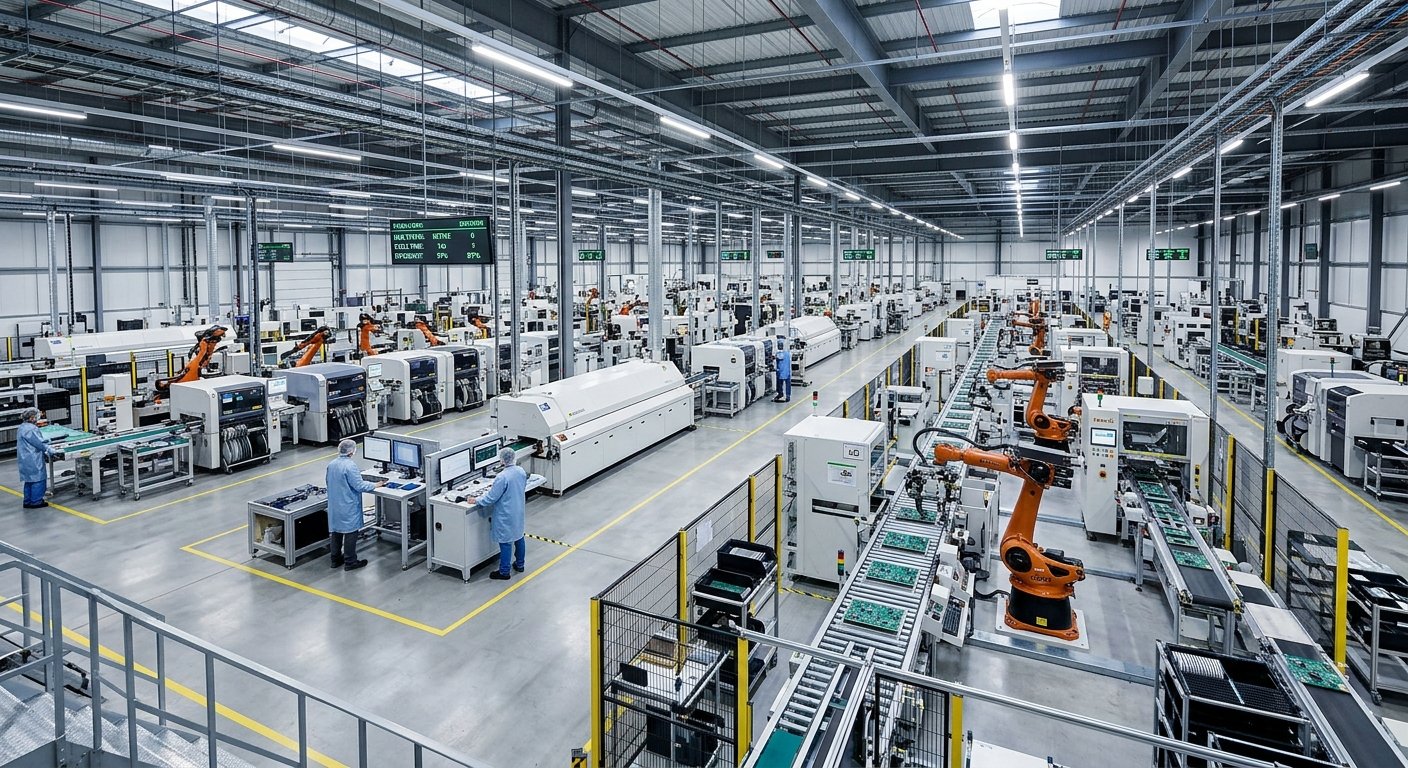 Automated manufacturing floor producing EV charging equipment